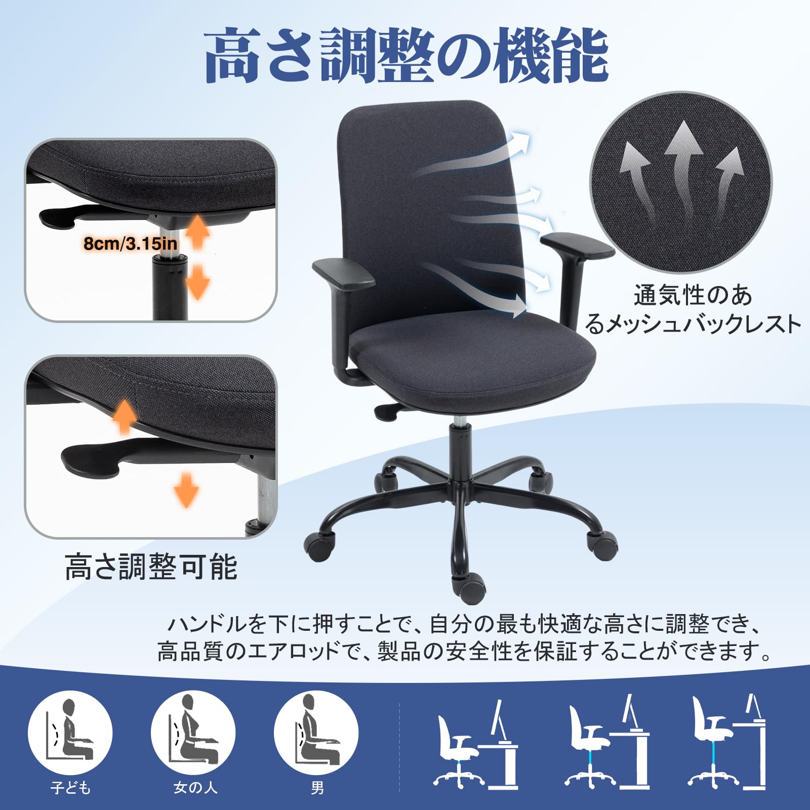 Amazon.co.jp: 【BIFMA認定】オフィスチェア 肘掛け デスクチェア 疲れ