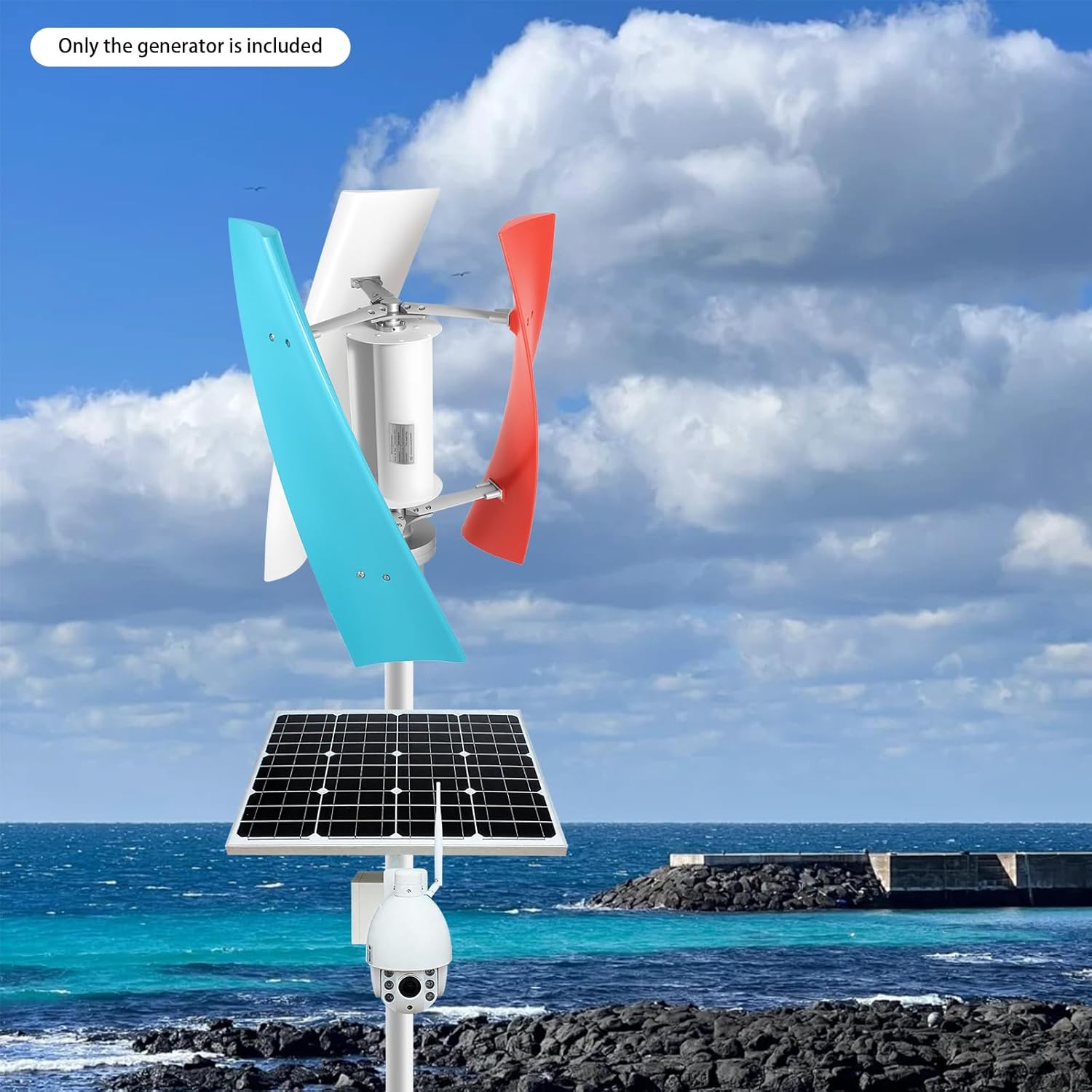 Vertical Helix Wind Power Turbine Generator Kit, 400W 12V Wind Power Wind Maglev Generator with Controller, 3 Blades Vertical Axis Wind Turbine Generators for Boats Gazebos Cabins(3 Colors)