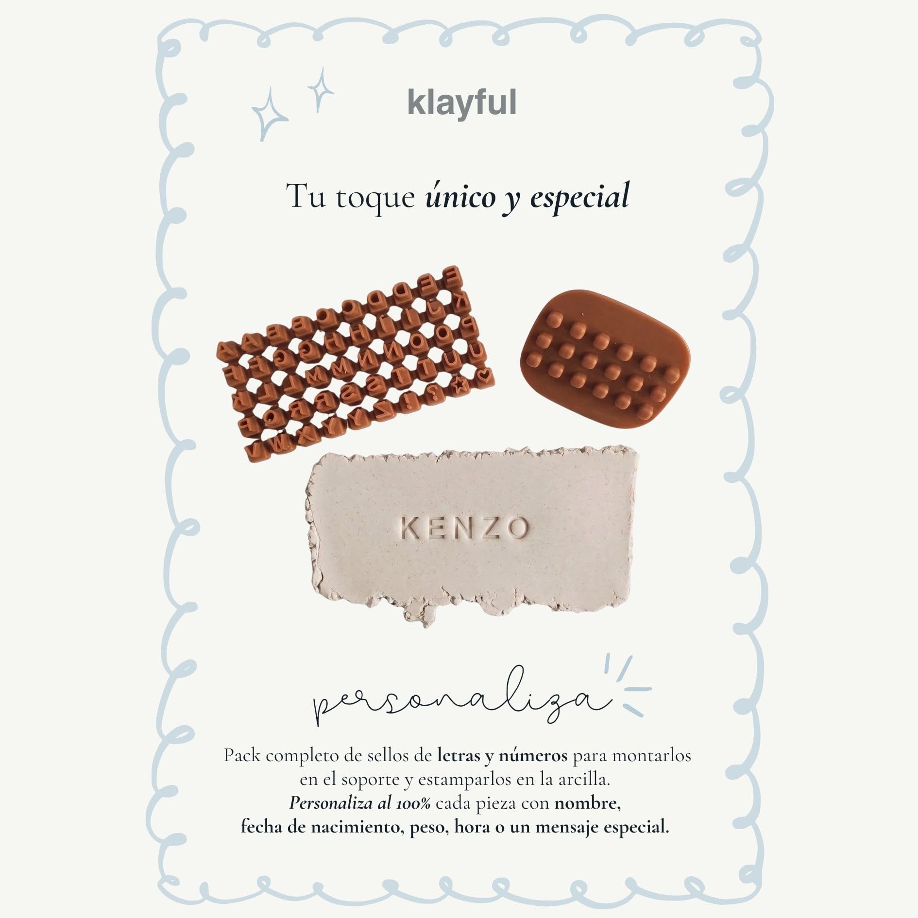 KLAYFUL Marco huellas bebé recién nacido con arcilla Kit completo para huellas bebe recién nacido, recuerdo personalizado y decorativo – Regalo bebe personalizado ideal para padres primerizos