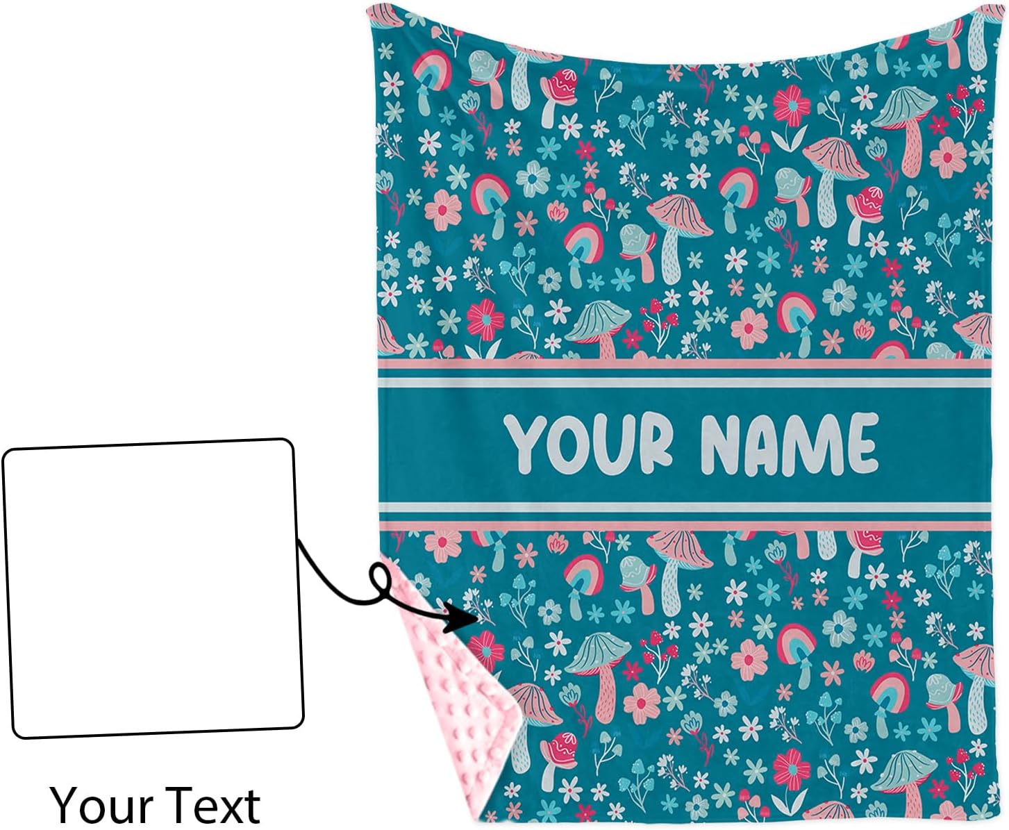 Personalized Baby Blankets for Girls, Custom Name Baby Blanket with Magic Mushrooms Theme, Soft Plush Receiving Blanket for Newborns Toddlers, Ideal for Baby Showers and Nursery Decor