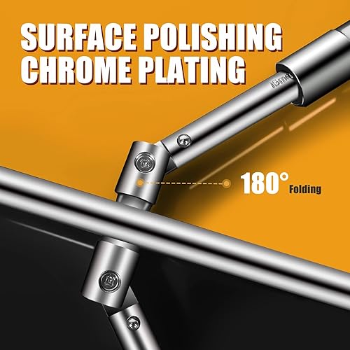 Miniatura 4 de MIKKUPPA Llave de llanta plegable de 4 vías, universal de 14 pulgadas para neumáticos, plegable, de hierro de 4 vías para ruedas deslizantes de 4