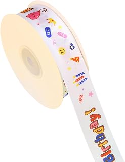 24 Yard Happy Birthday Ribbon Gift Wrapping Crafts Party Decoration Colorful Happy Printed Themed Cake Decorating (Happy Birthday, 1 Pack)