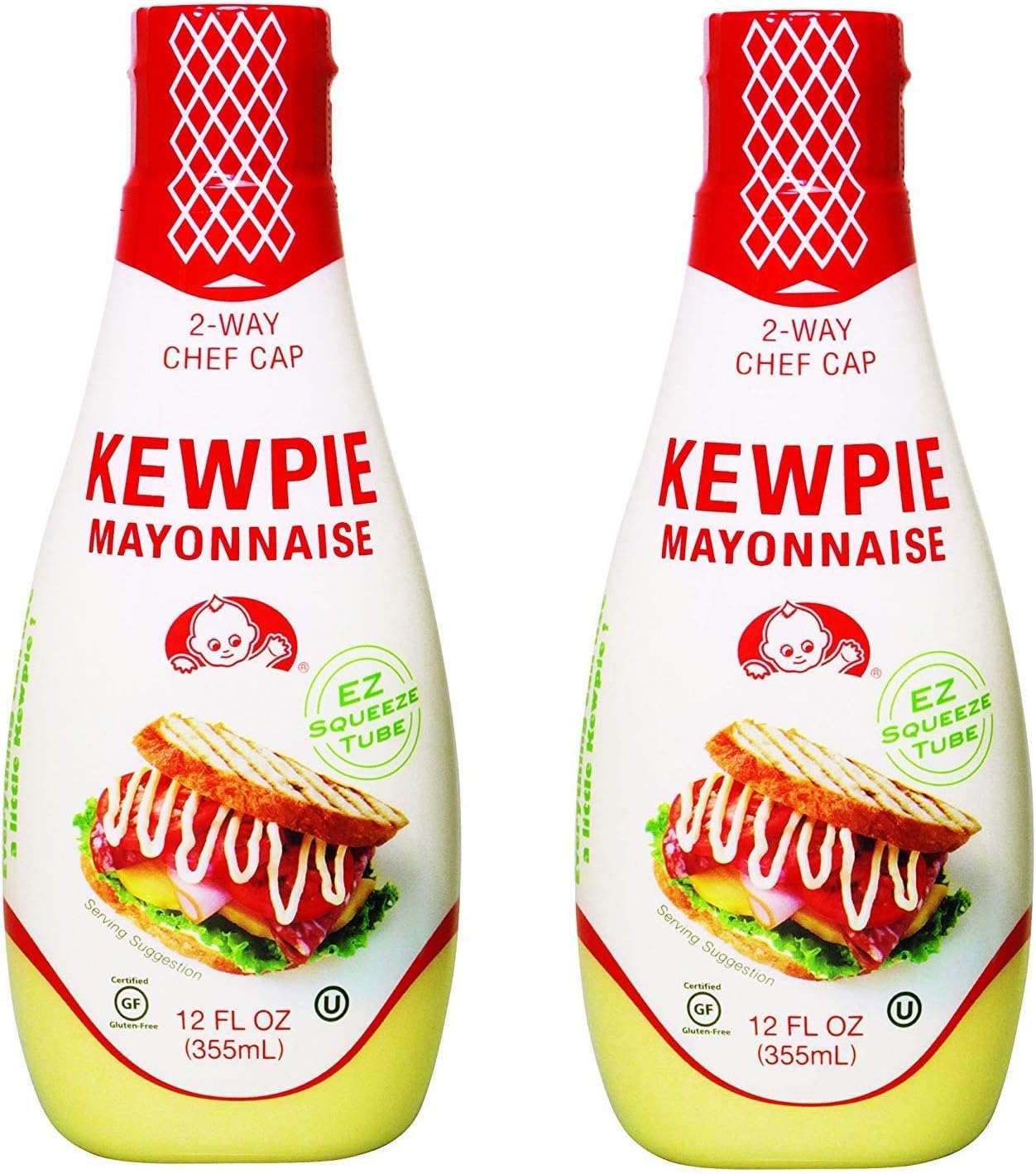 Kewpie Mayonnaise - Japanese Mayo Sandwich Spread Squeeze Bottle - 12 Ounces - PACK OF 8