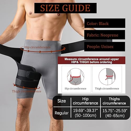 Miniatura 5 de Soporte de cadera para aliviar el dolor de ciática, manga de compresión ajustable para muslos para mujeres y hombres, envoltura de ingle, soporte de
