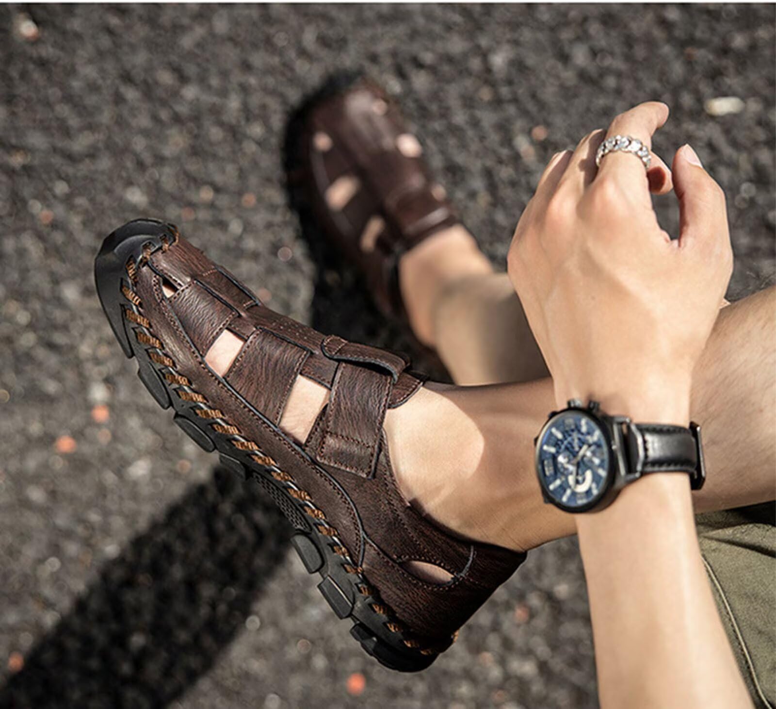 Rivccku Sandalias Deportivas Hombre Verano Sandalia de Senderismo Exterior Antideslizantes Casual Trekking