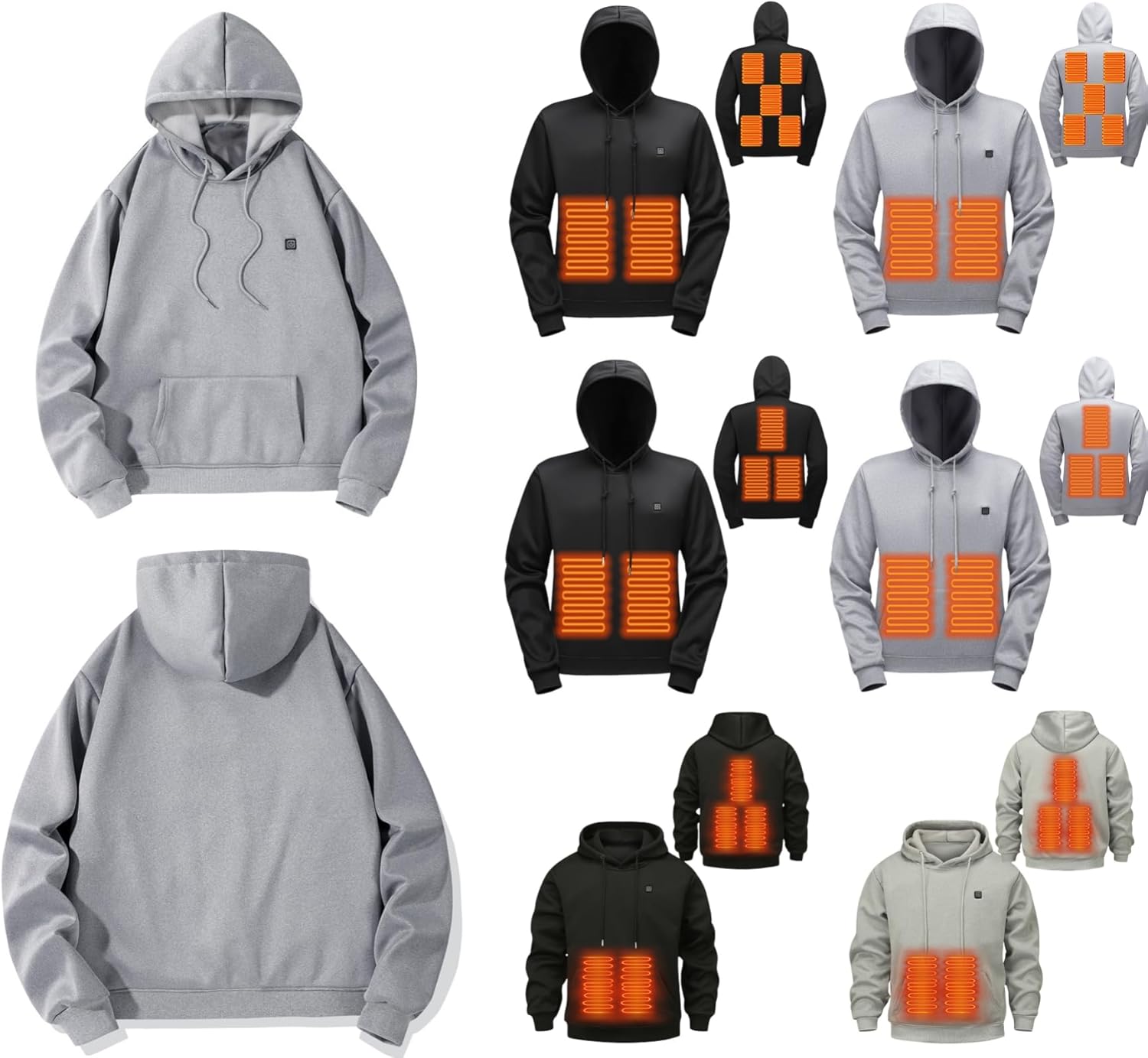 Heated Hoodie for Women and Men, Heated Jacket, Heated Sweatshirt, Multi Heating Zones, 3 Heating Levels, Unisex Coat