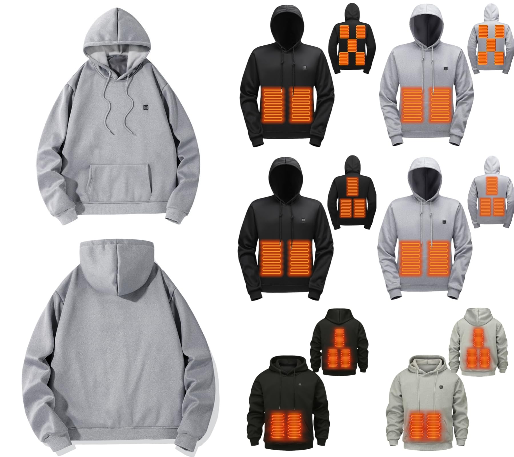 CHXLQQX Heated Hoodie for Women and Men, Heated Jacket, Heated Sweatshirt, Multi Heating Zones, 3 Heating Levels, Unisex Coat
