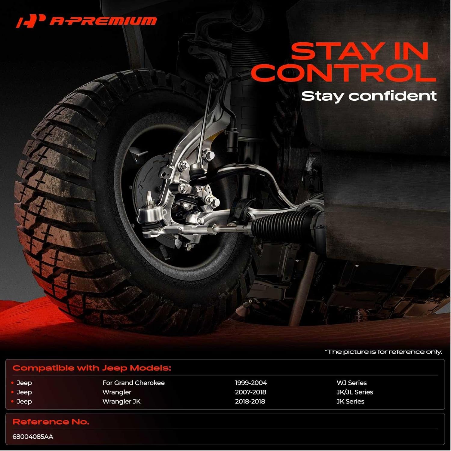 A-Premium 2 x Front Upper Ball Joints, Compatible with Jeep WJ Series Grand Cherokee 1999-2004, JK/JL Series Wrangler 2007-2018, JK Series Wrangler JK 2018