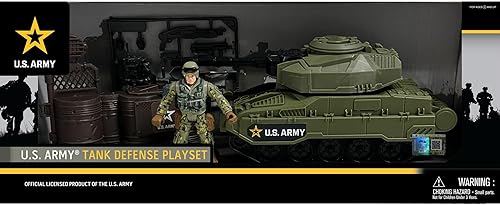 U.S. Army Tank Defense Playset with Soldier - Juego para niños, incluye vehículo, figura de acción y accesorios, producto con licencia oficial, a