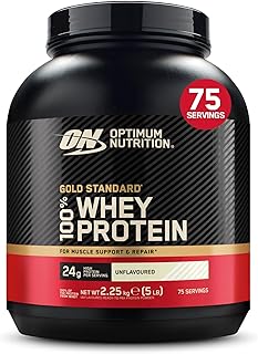 Optimum Nutrition Gold Standard 100% Whey, Proteína en Polvo para Recuperacíon y Desarrollo Muscular con Glutamina Natural y Aminoácidos BCAA, Sin Sabor, 75 Dosis, 2.25 kg
