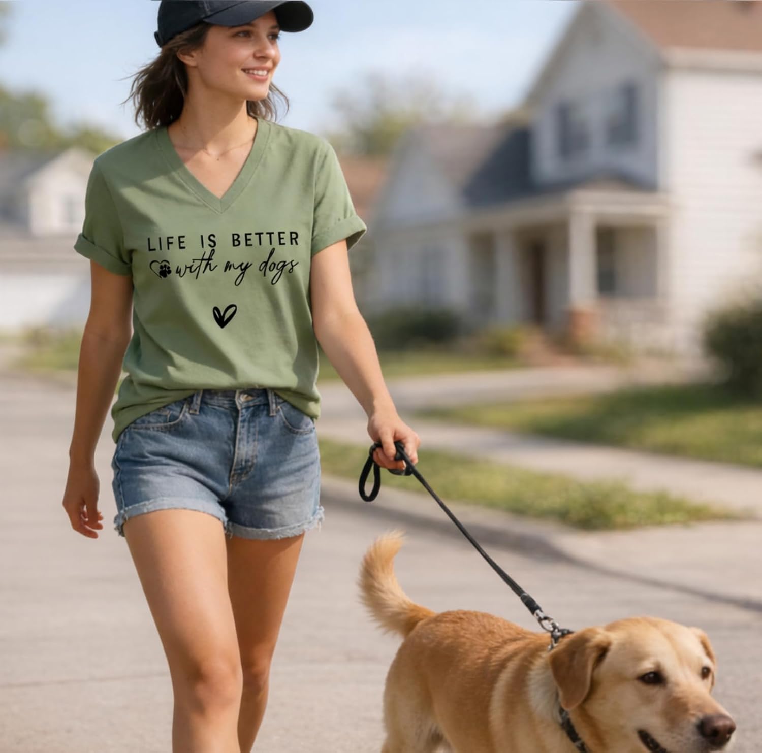 Dog Mom Life is Better with My Dogs T-Shirt Funny Dog Shirts for Women