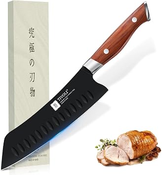 TIVOLI Santoku Knife, 7 Inch Professional Chef Knife with Wood Handle
