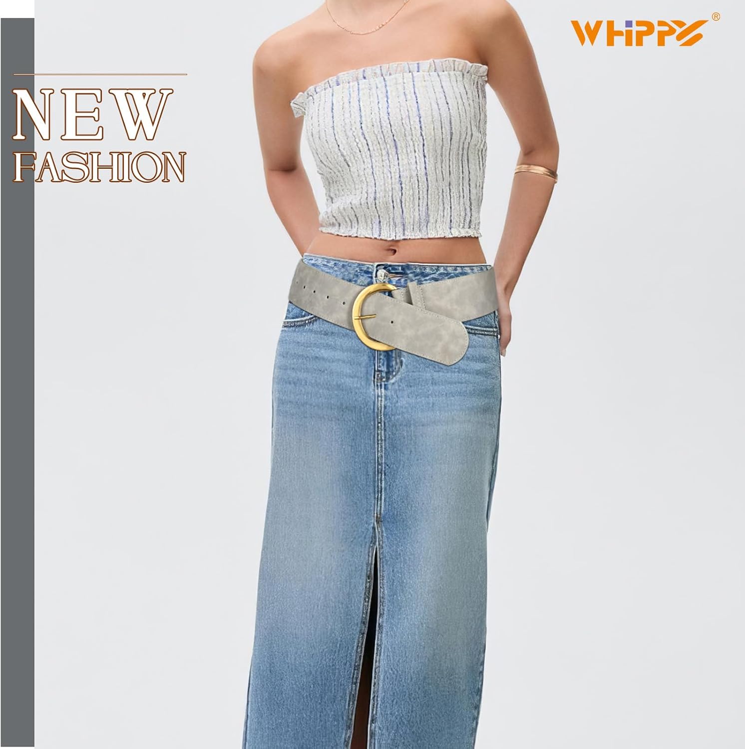 WHIPPY Women’s Wide Leather Belt for Dresses Fashion Casual Laides Thick Suede Belt with Gold Buckle - Image 4