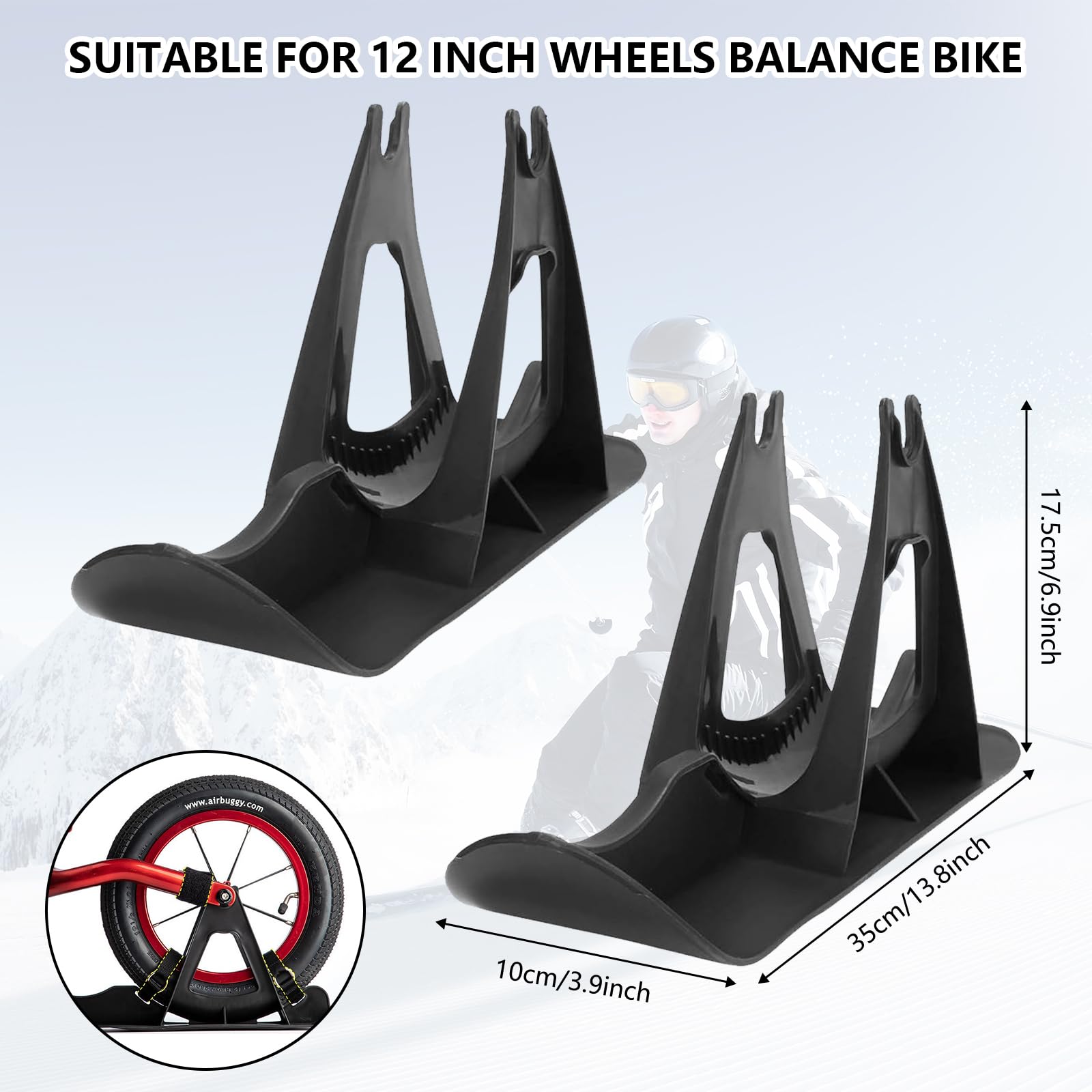 Snow Bike Slitta, 1 Paio Multifunzionale Equilibrio Invernale Bici Neve Slitta per Bambini, Scooter Sci Board Neve Scooter Sci Slitta per l'inverno, Trasformare la Bicicletta in Sci Accessori Sportivi