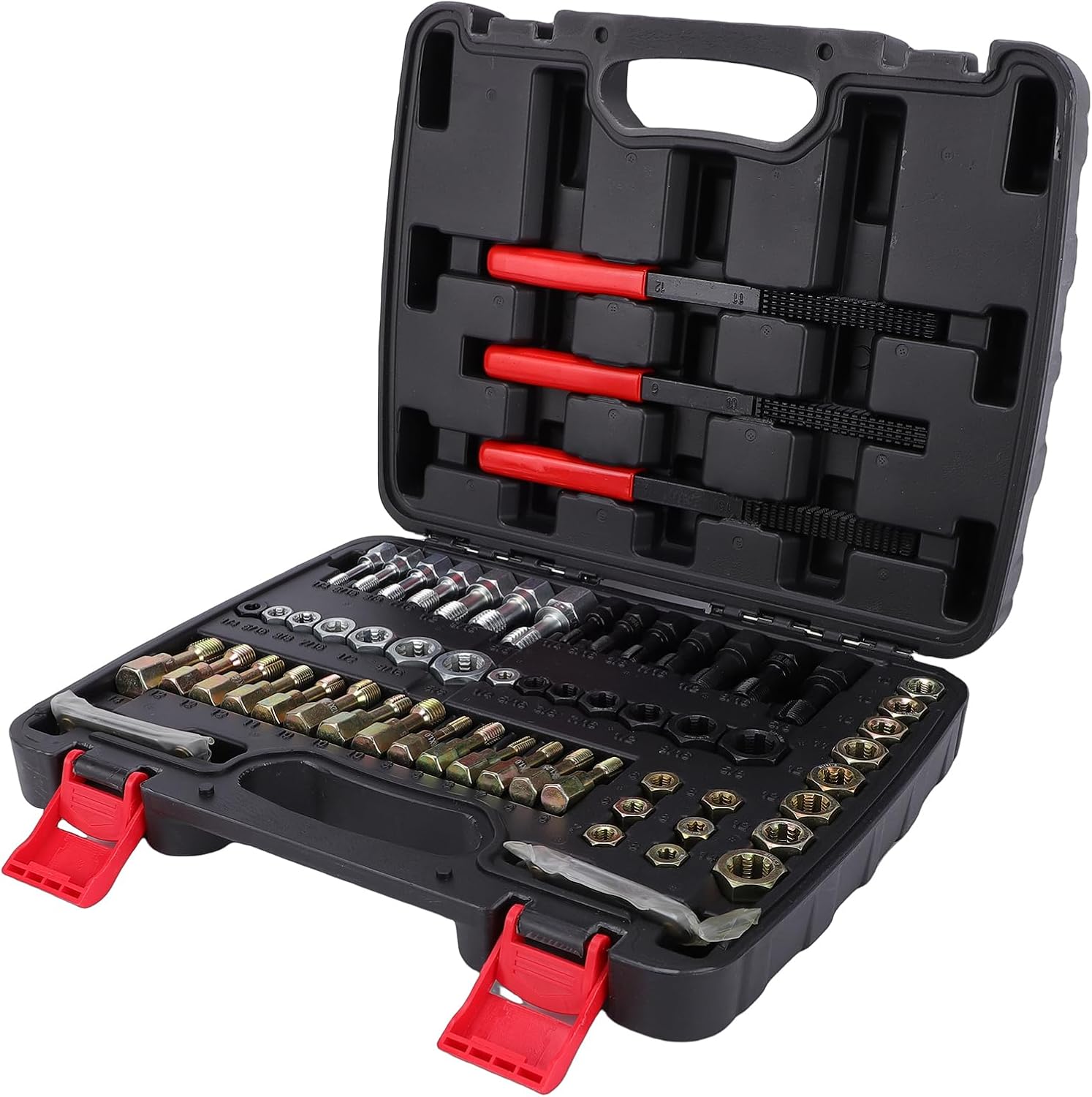 61pcs Master Thread Chaser Set, Carbon Steel Rethreading Tools, Thread Repair Kit with Color Coded Identification, Ideal for Automotive Repair & Machinery Manufacturing (61-Piece)