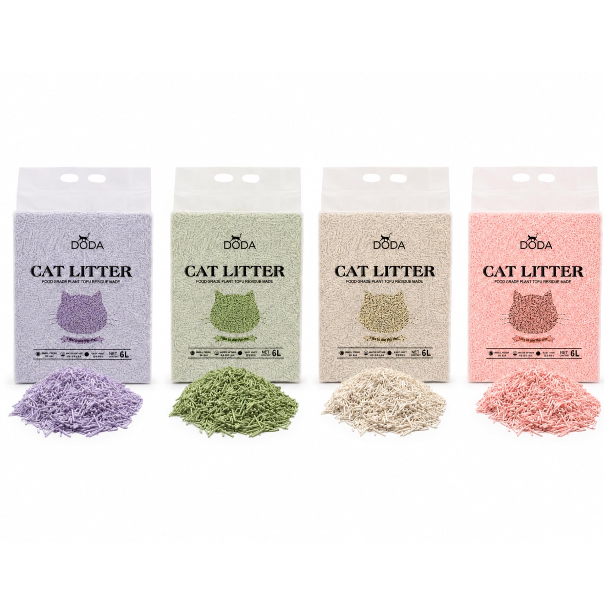 Arena Tofu Gatos 8kg DODA – Arena Aglomerante para Gatos, Arena Vegetal de Tofu Biodegradable, Bajo Polvo, Control de Olores, Absorción Rápida, Aroma Lavanda