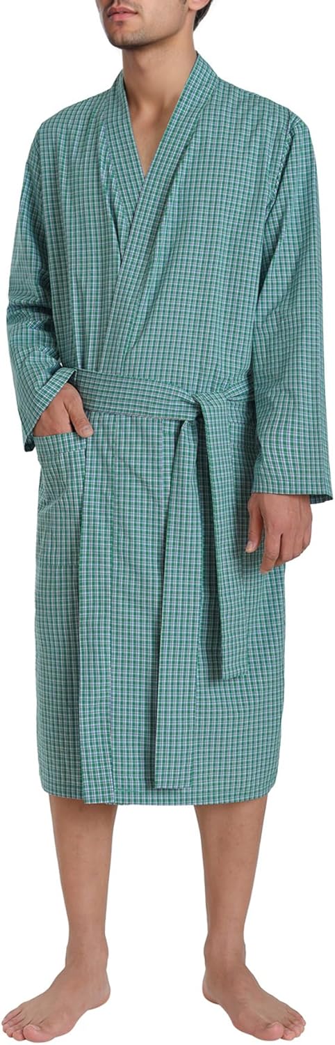 Esenchel Men's Lightweight Summer Robe Cotton Kimono Bathrobe