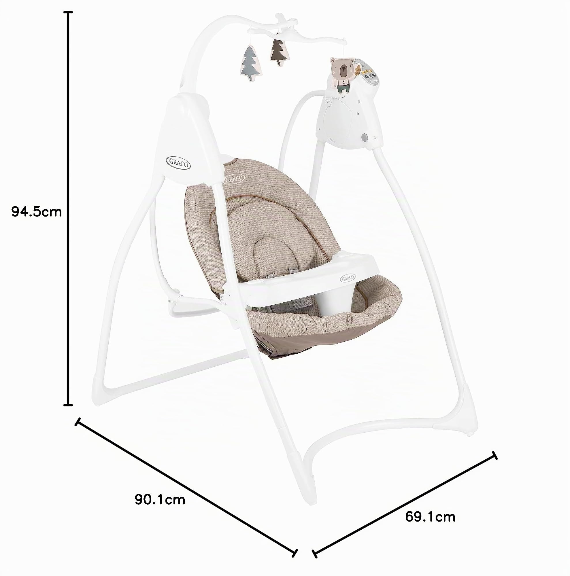Graco Lovin' Hug™, elektrische Babyschaukel, ab Geburt bis ca. 9 Monate (9 kg), inkl. Spielbügel, Musik- und Naturgeräuche, zusammenklappbar, bunt, Little Adventures