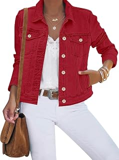 luvamia Women's Basic Button Down Stretch Fitted Long Sleeves Denim Jean Jacket