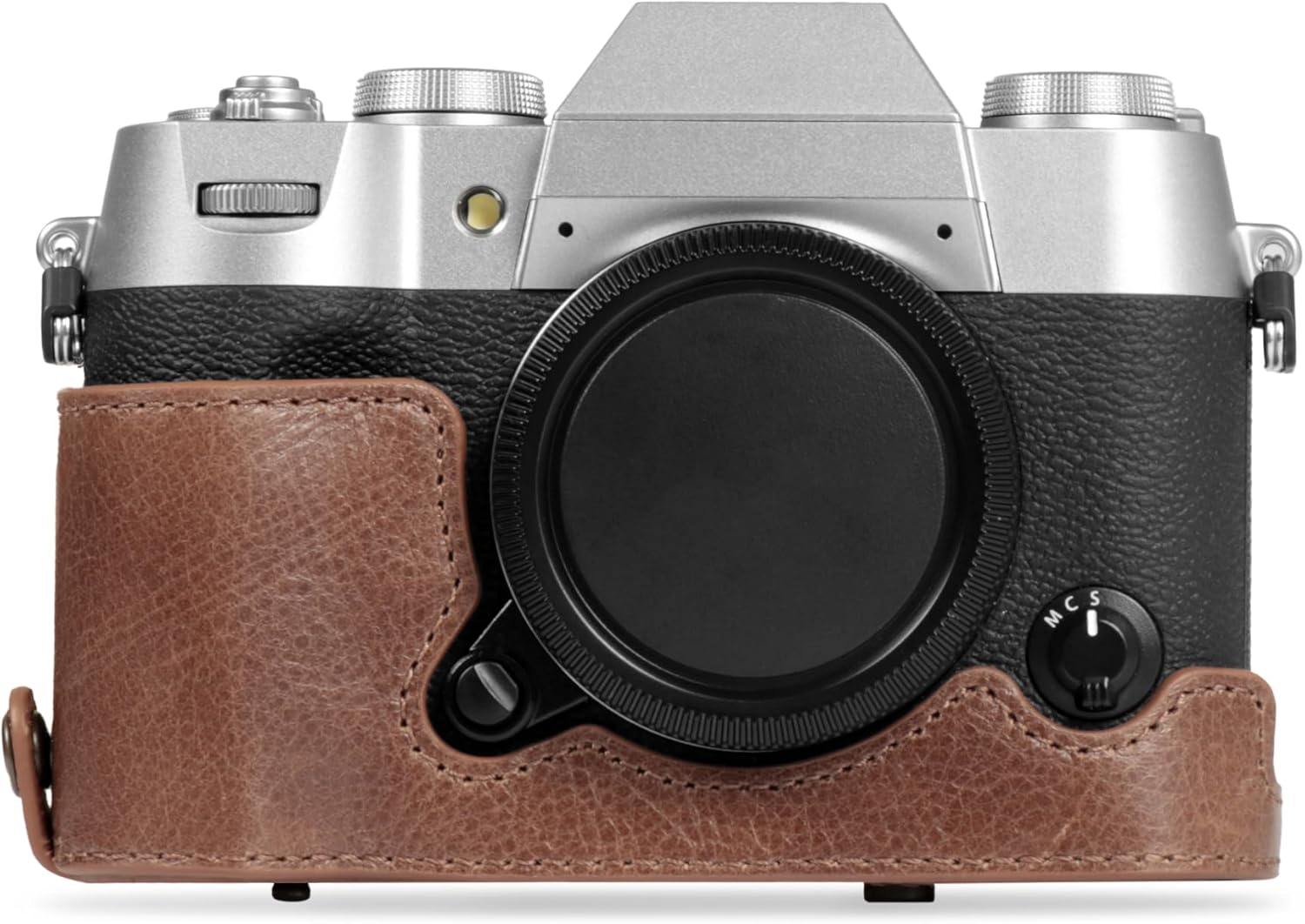 MegaGear Genuine Leather Camera Case for Fujifilm X-T50 (16-50mm & 18-55mm)- Stylish and Protective - Brown