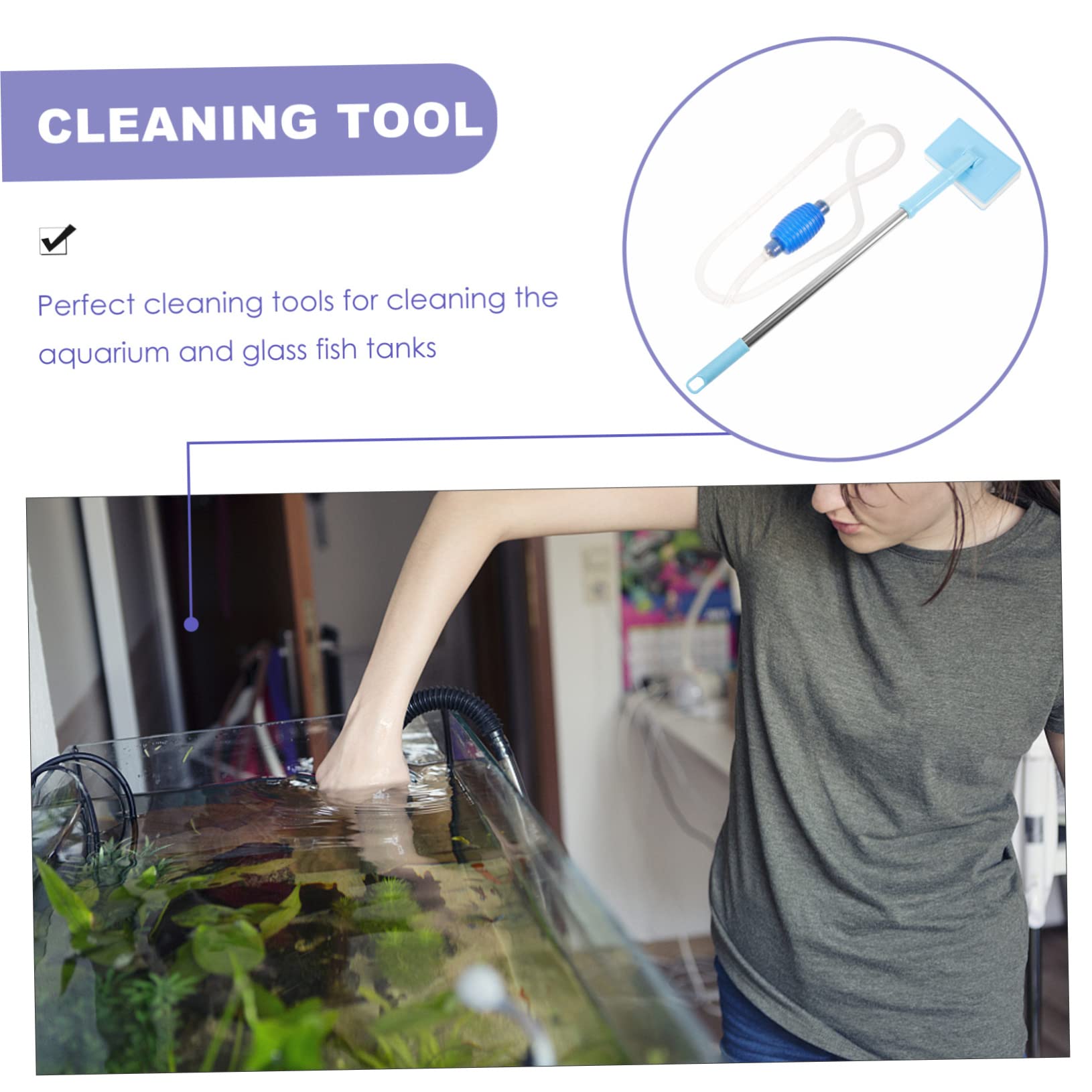 Kisangel 5 Sätze Wasserwechsler für Aquarien aquarienstaubsauger Aquarium reinigungspumpe Aquarium Reinigungssystem Aquarium Sauger Wasserreiniger für den Haushalt Aquarienwerkzeuge Plastik