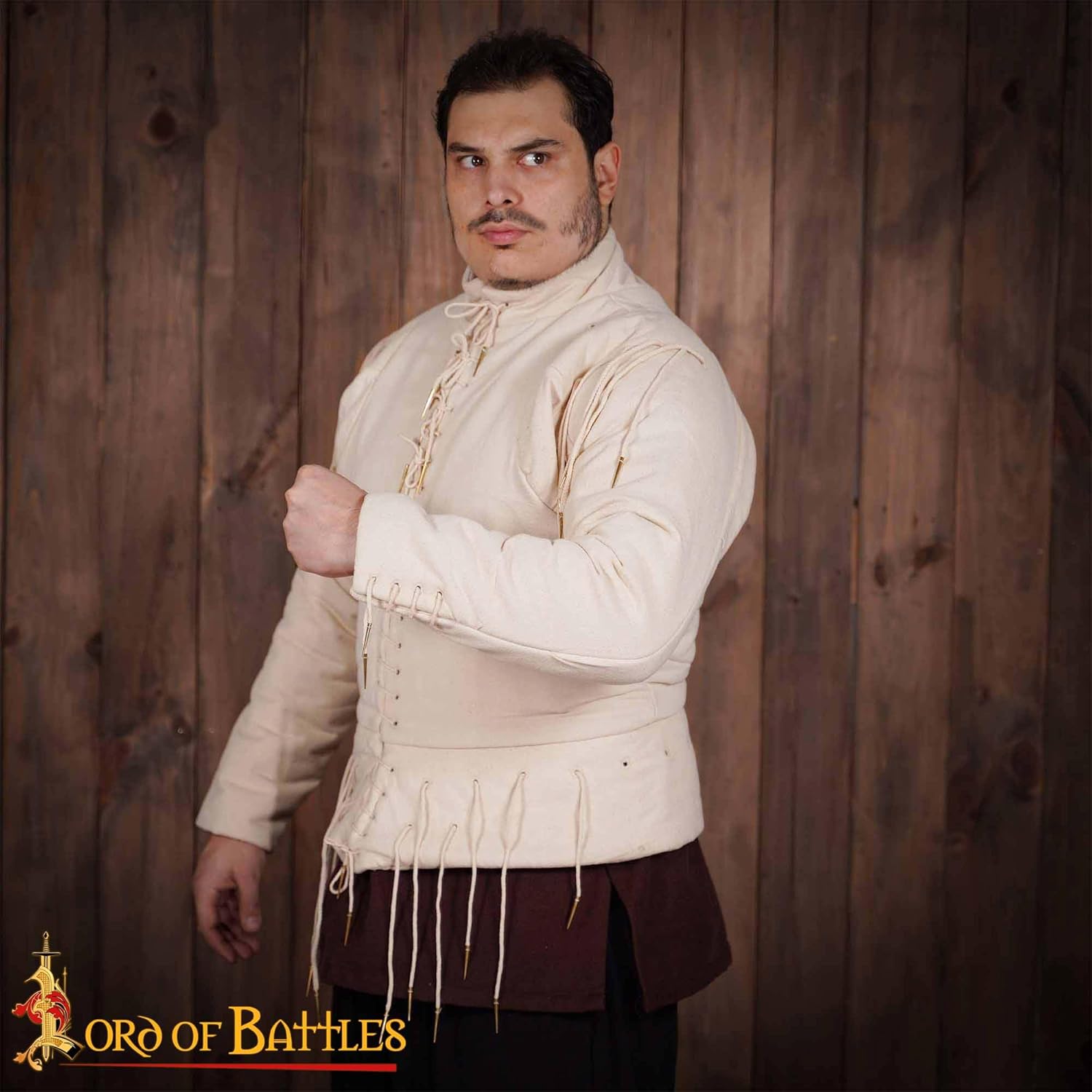 Medieval Arming Doublet Gambeson Jacket, Quilted Cotton Aketon with Sleeves & Laces, 15th Century Style Armor Padding
