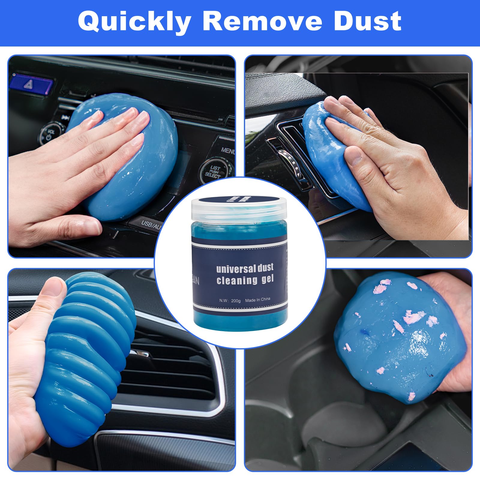 Herramienta limpiadora de parabrisas, kit de limpieza interior de automóvil de 14 piezas, kit de limpieza de interiores de automóvil, cepillos para detalles de automóvil, gel de limpieza de 5