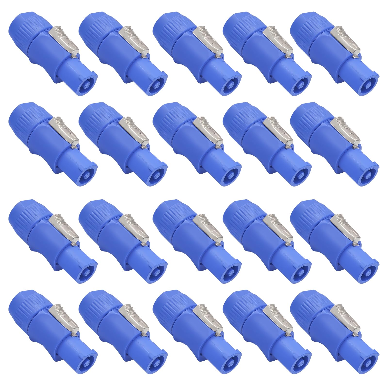 20 conectores Powercon, conector Powercon CA de 3 pines para Powercon NAC3FCA, 20 A, conector de alimentación de audio de 3 pines 250 V CA para iluminación de escenario, altavoces, azul