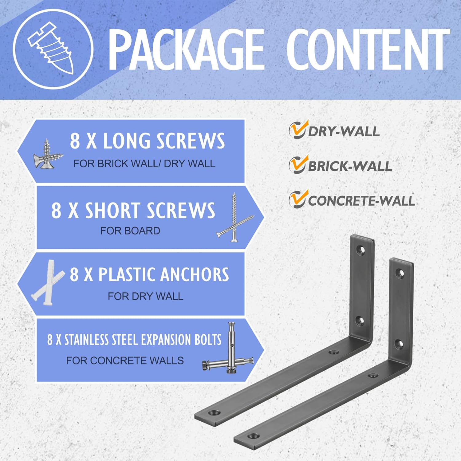 CLT Black Shelf Bracket, 12” X 5” Quarter Inch (1/4") Thick- Max Load: 440 lb Rustic Industrial Modern Farmhouse Heavy Duty Cold Rolled Steel Bracket for Table Bench, Space Saving DIY, Pack of 4