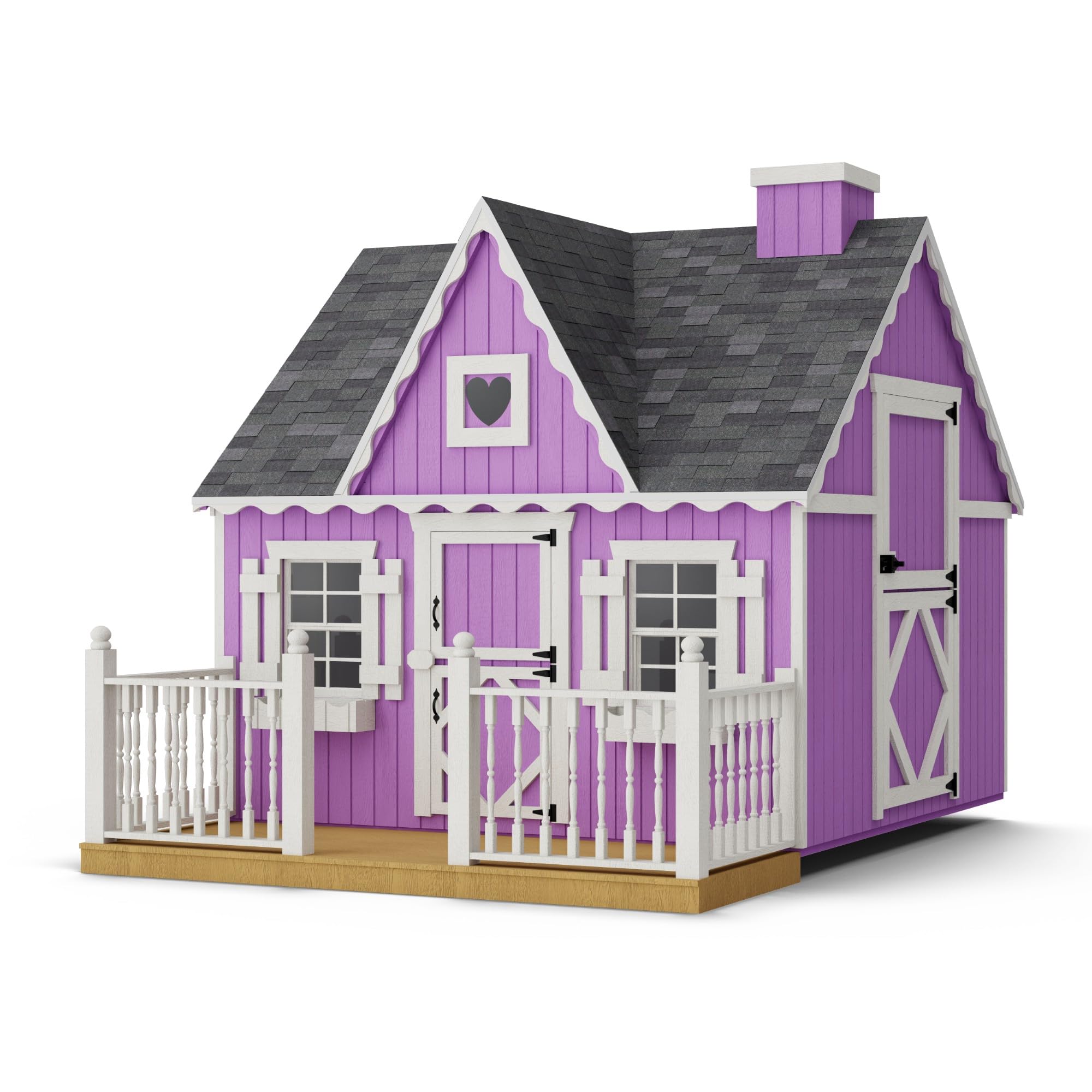 8x8 Victorian Playhouse with Floor, Deck and Rail, Outdoor Wood Do-It-Yourself Kit