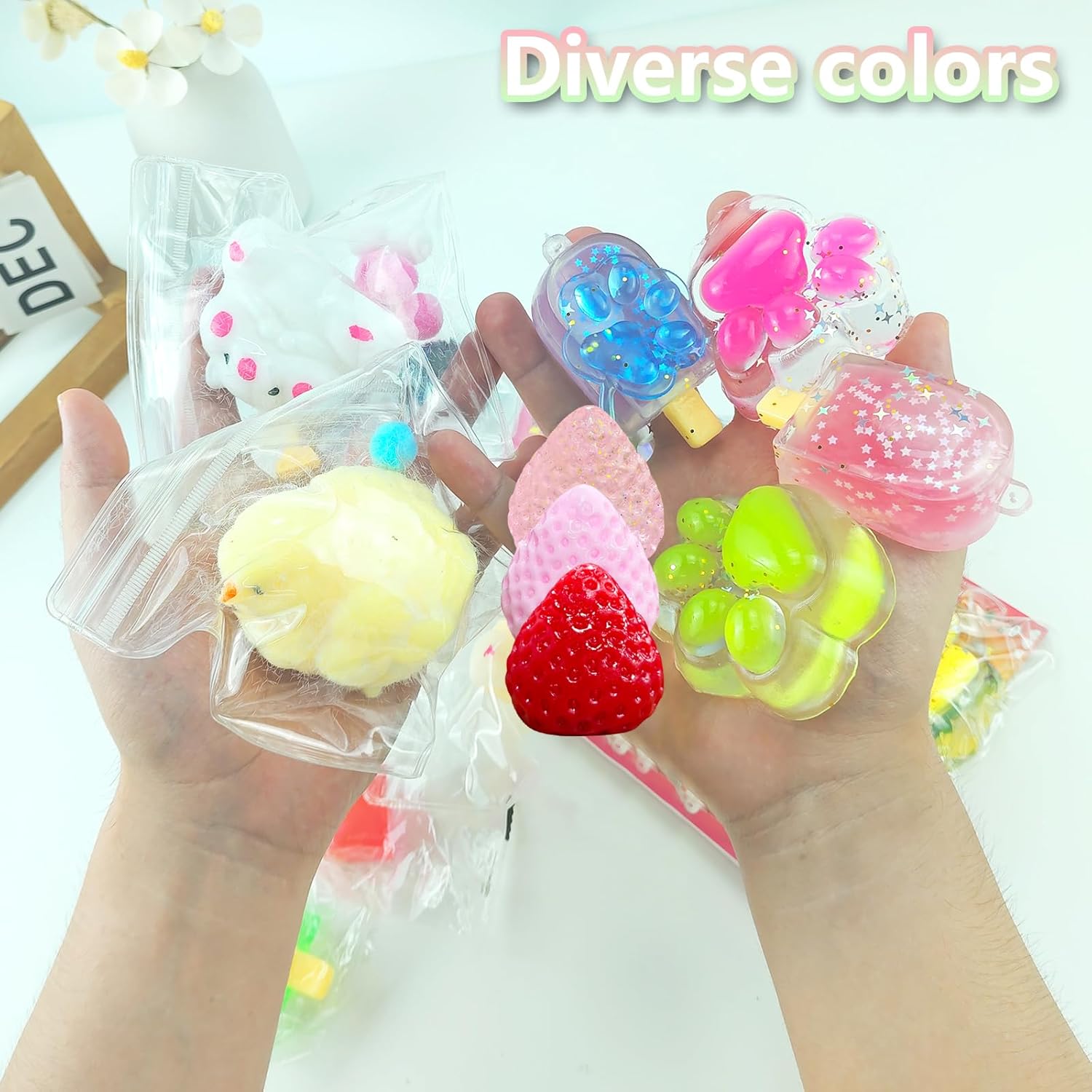 39 Pcs Squishyies Fidget, Squeeze Fidget Stress Relief Anxiety Relaxation Soft, Birthday Christmas Halloween Easter Stuffed Gifts for Adults