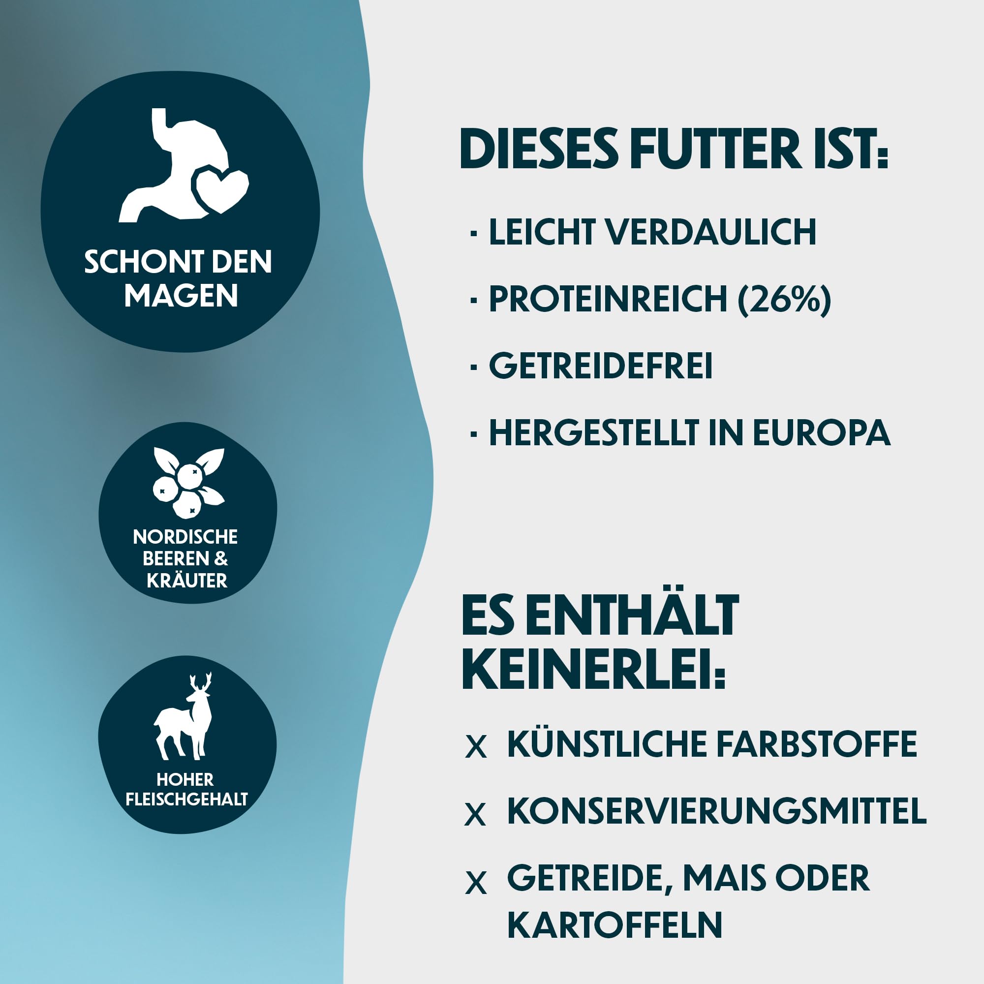 Trockenfutter mit Hirsch & Truthahn für empfindliche Hunde, 10kg | Mit Hirsch, getreidefrei, speziell für empfindliche Hunde, ohne künstliche Aromen oder Farbstoffe, nordische Beeren & Kräuter