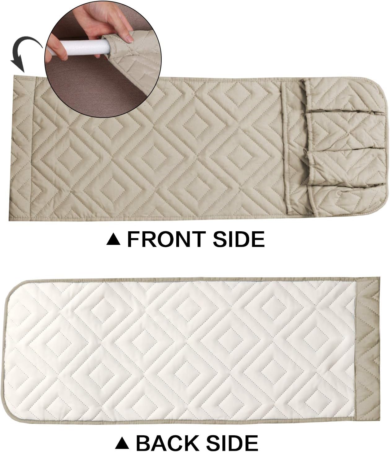 H.VERSAILTEX 5 Pockets Couch Sofa Chair Armrest Organizer for Phone Book Magazines TV Remote Control Anti-Slip Armrest Organizer, 2 Packs (Khaki/Beige), Diamond Pattern - 13" x 35"