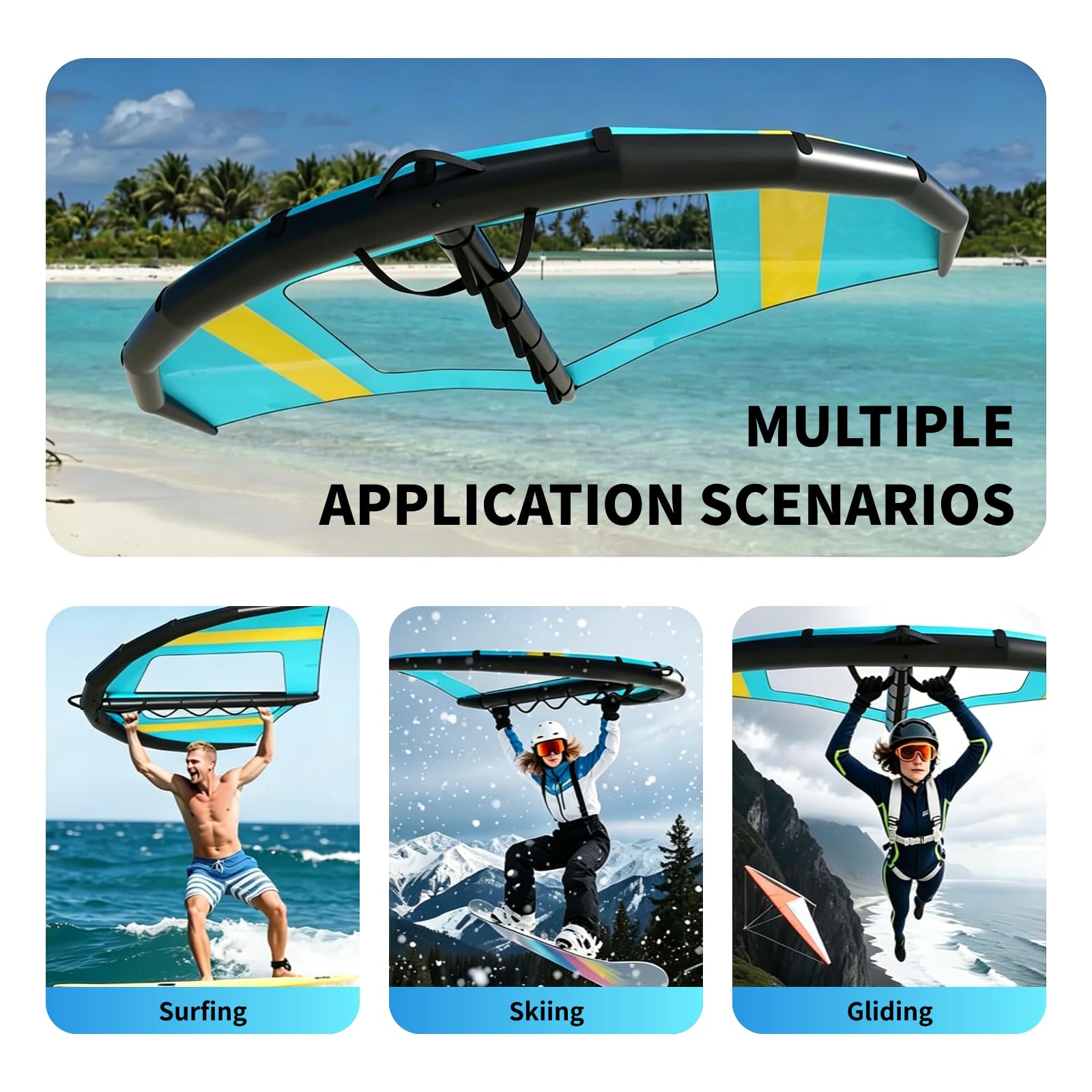 ala Hinchable para Kite Surf, ala Hinchable con Ventana, Opciones 4/5/6 M², Ventana Clara De TPU, Fácil Maniobrabilidad para Principiantes En Agua O Nieve 4㎡