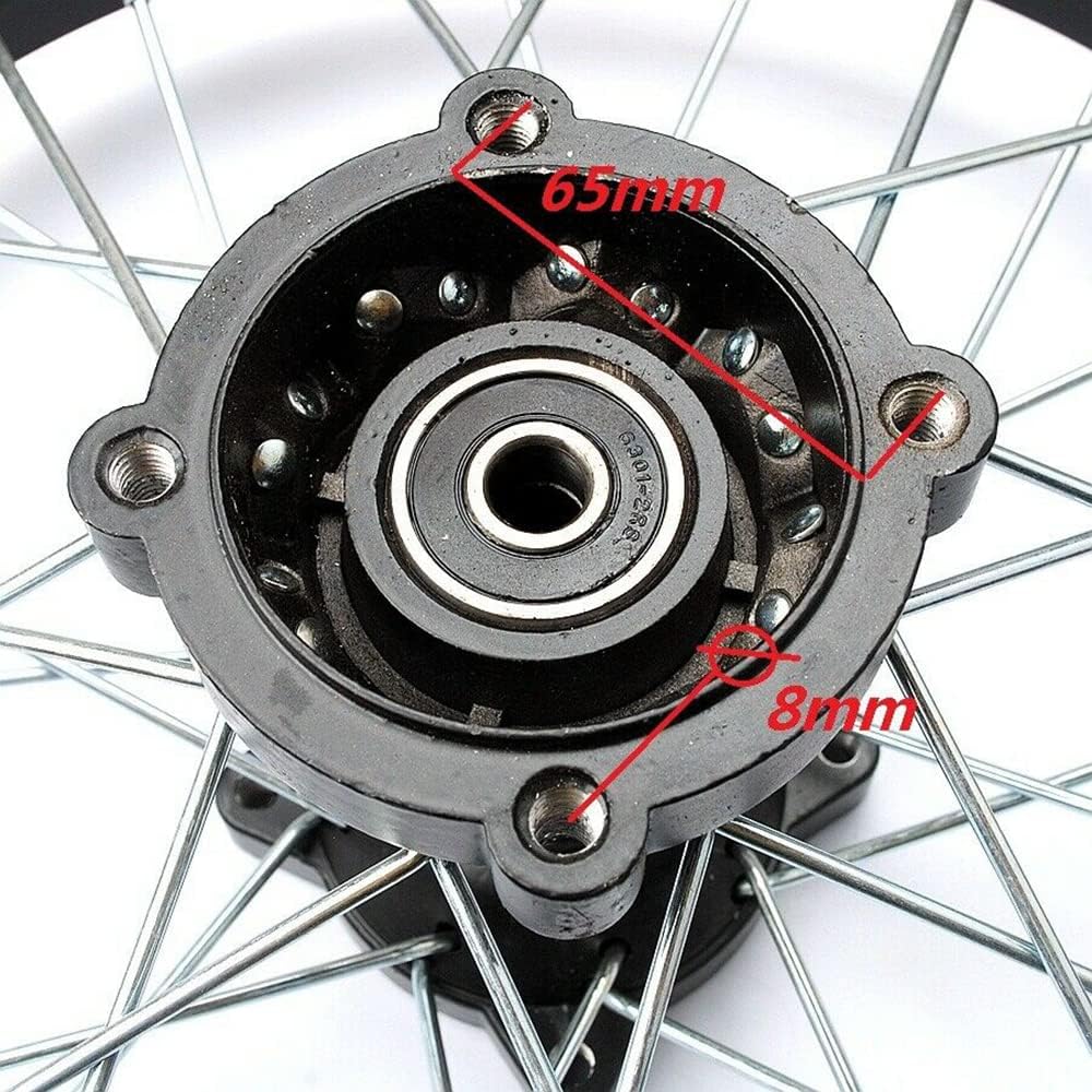 Rim tube tire 80/100-10" Rear Wheel Rim Tire 3.00-10 with 12mm Bearing Assembly for Dirt Bikes Mini Motorcycle Wheels + Tires SSR