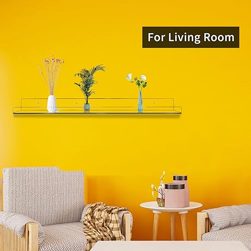 Miniatura 2 de Estantes flotantes de acrílico transparente de 24 pulgadas de largo, estante de pared en forma de U para exhibición de libros, maquillaje,