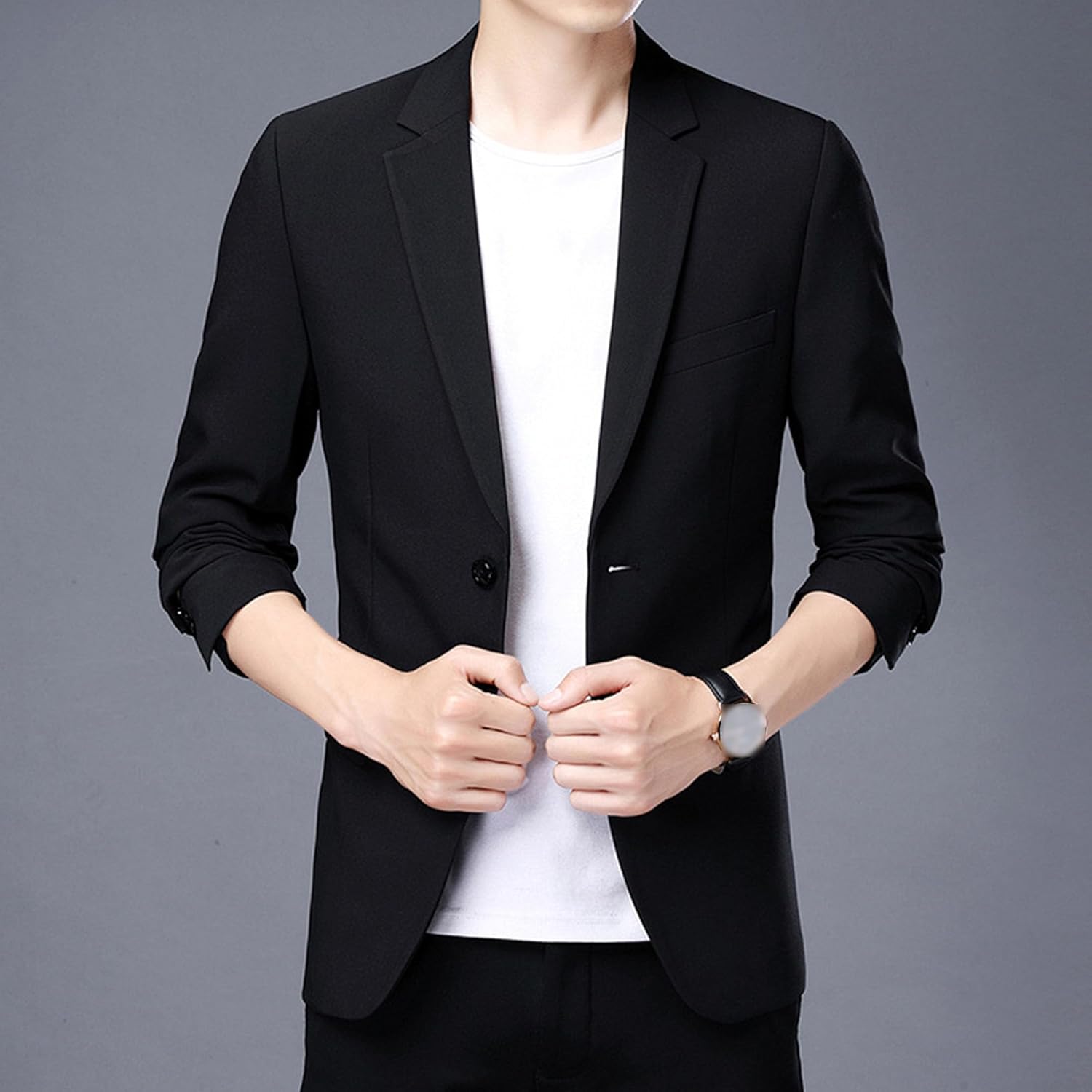 JEsilunmaMY Men's Two Button Groomsman Blazer Solid Color Slim Fit Business Suit Jacket Wedding Prom Formal Blazer Jacket