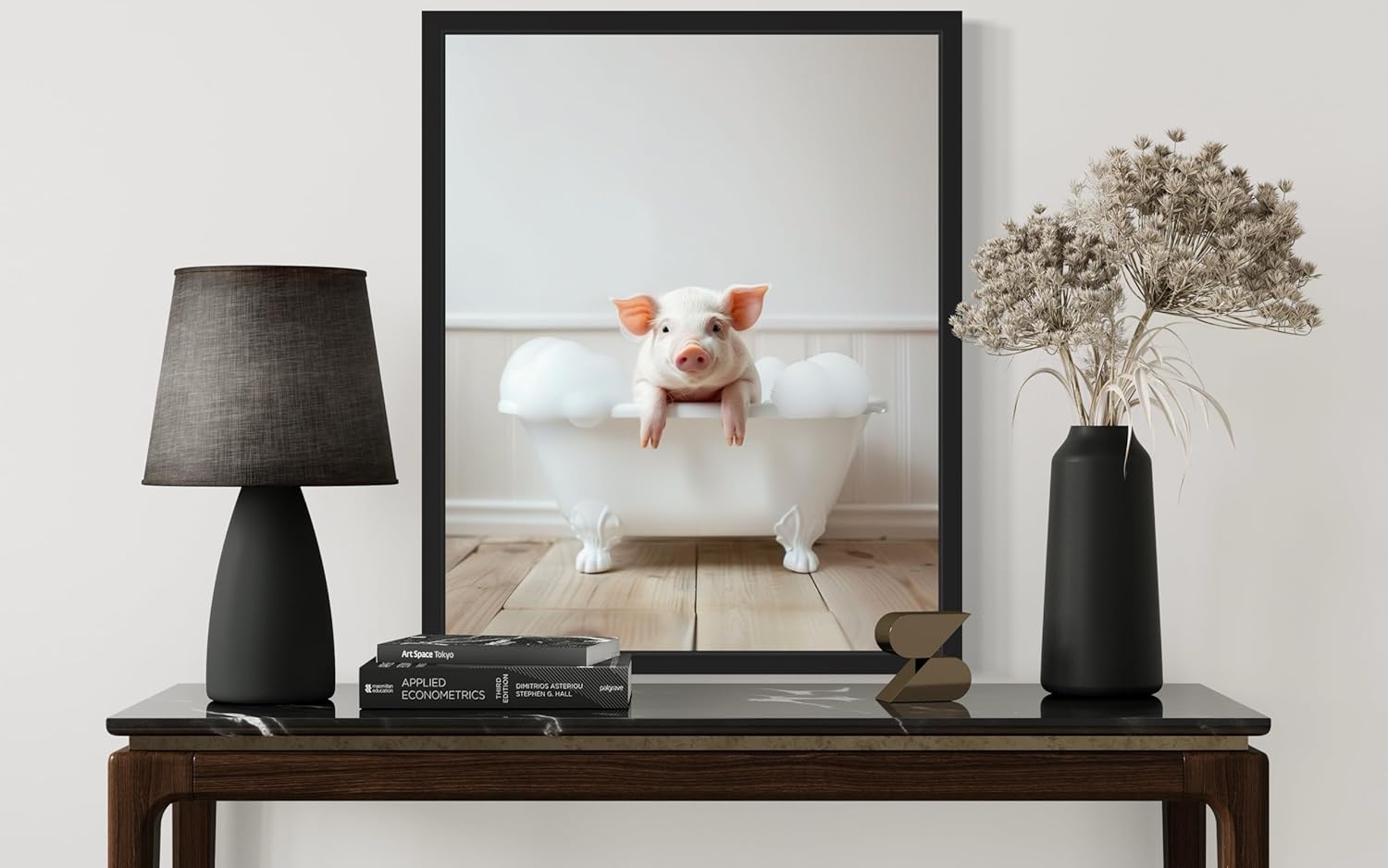 Pig in Bathtub Wall Art Print Poster, Bathroom Decor Gallery Posters Prints for Restroom Home Picture Painting Artwork (Pig, 18 x 24 inches, Unframed)
