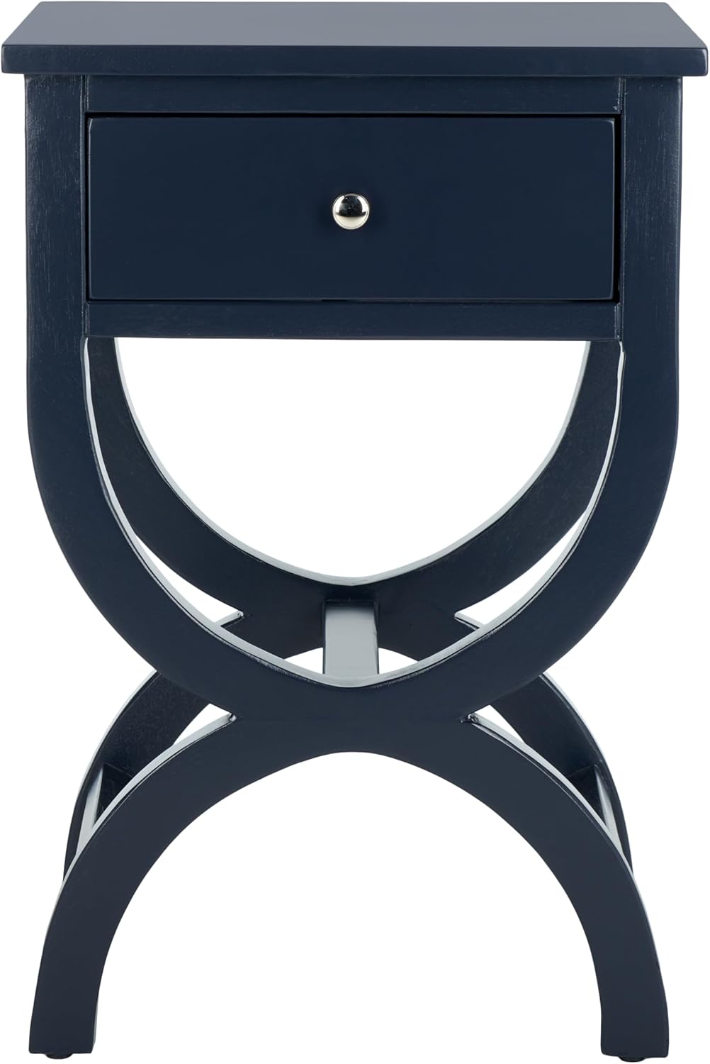 SAFAVIEH Home Collection Maxine Navy Blue 1-Drawer Accent Table Nightstand Bedside Accent Table (Fully Assembled)
