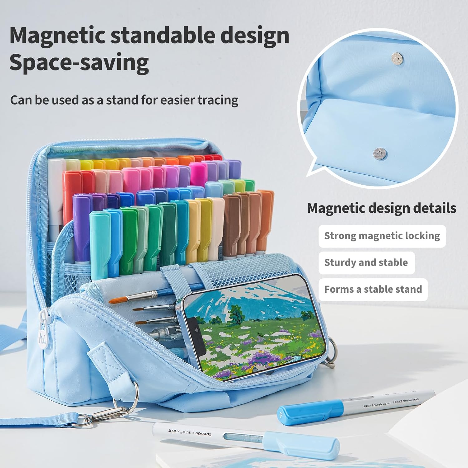 Acrylic Paint Markers and Pens, Skin-Safe & Washable, 48 Colors Fine Tip with Portable Case, Professional Art Supplies for Rock Glass Wood Canvas, Perfect for School, Birthday Christmas Gifts