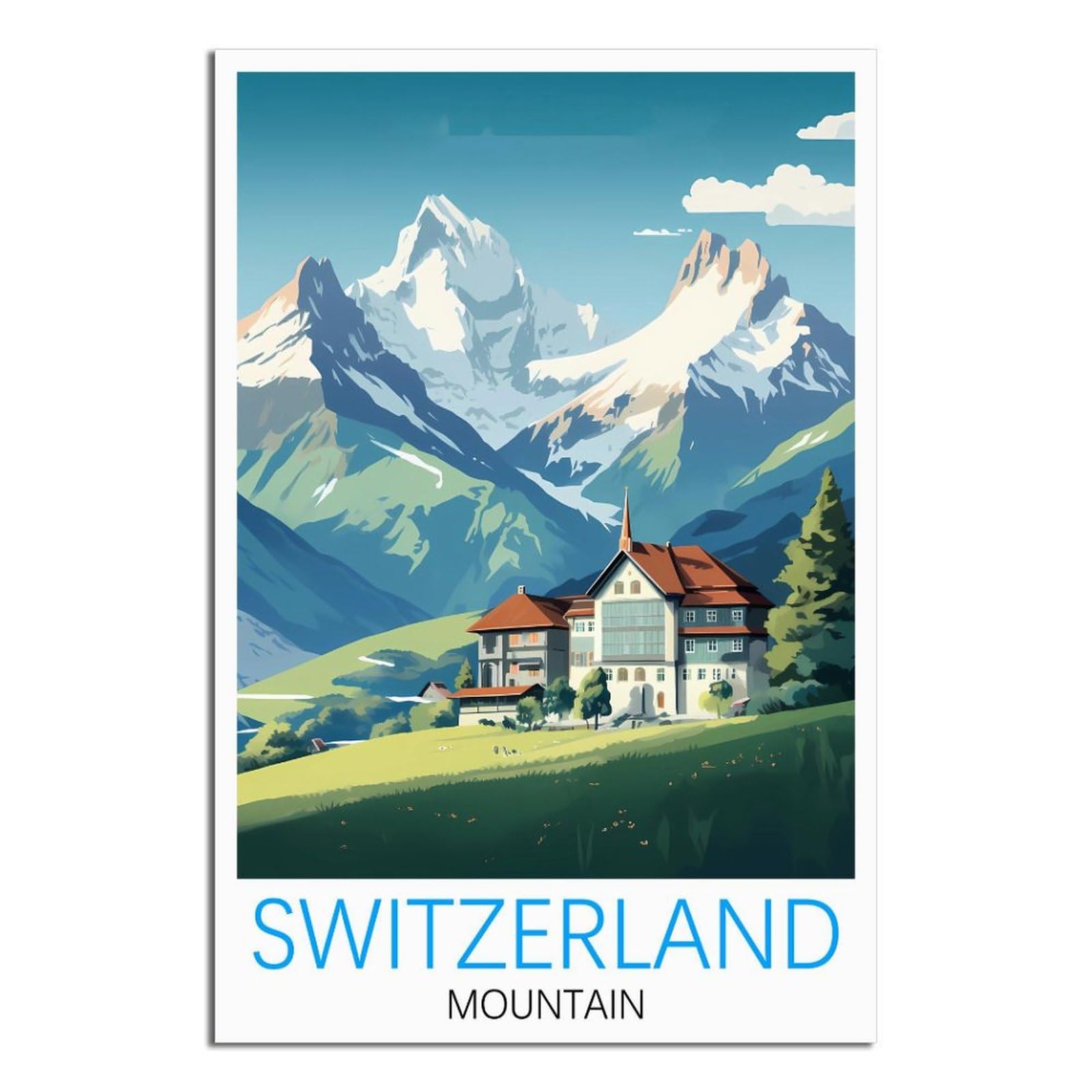 EZMLFA 5D Diamond Art Kits for Beginner,Switzerland Mountain,Beginners,DIY Full Round Drill Diamond Dot Gem Art Kits for Adults,Crafts for Decor 30x40cm
