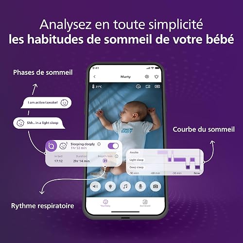 PHILIPS AVENT HD Connected Video Babyphone, Most Advanced Avent Monitor yet, AI Sleep and Breathing Tracking, App, Ultra-Clear Day and Night Display, SCD973/26 - 7