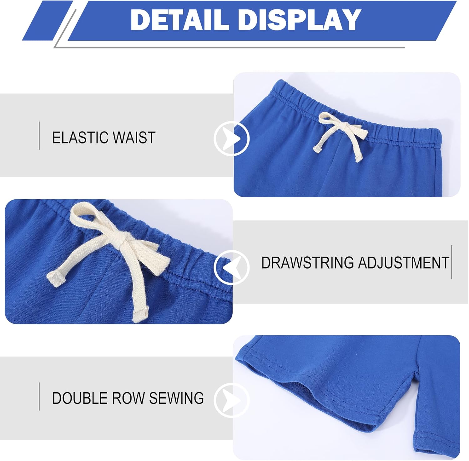 Phedrew 5-Pack Boys Cotton Shorts Toddler French Terry Cotton Pull On Shorts with Drawstring（2-12 Years） - Image 5