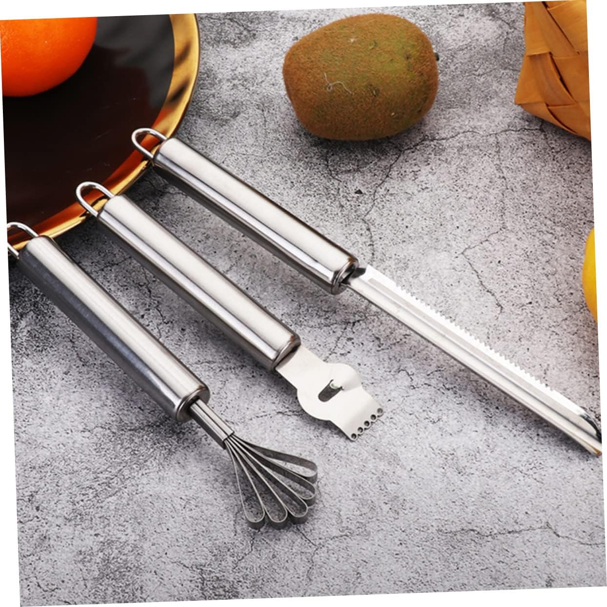 3-Piece Multi-Functional Grater Set Stainless Steel Lemon Zester Pineapple Grater Coconut Manual Kitchen Tool for Fruits and Vegetables for Baking and Cooking