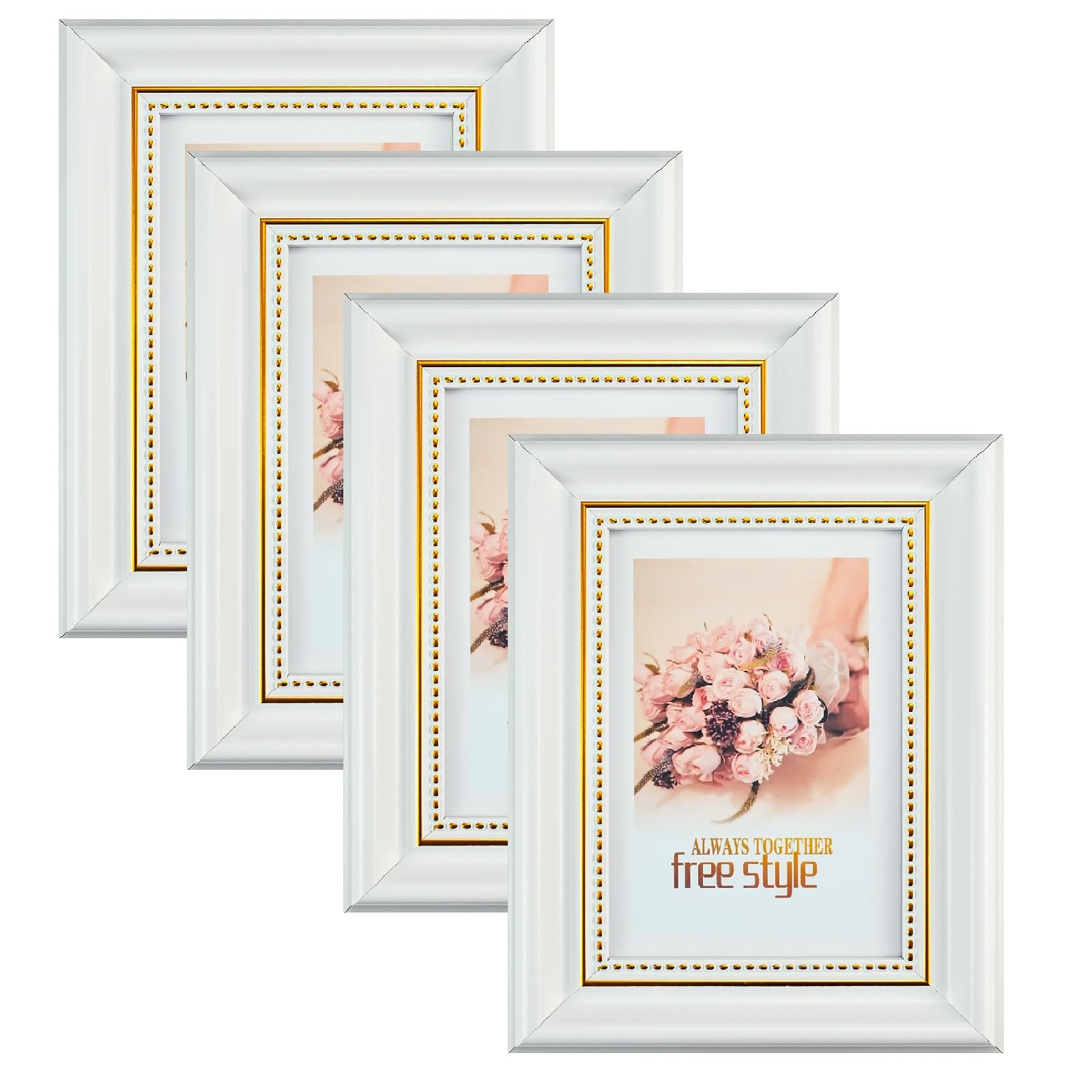 Cadre photo blanc antique 15x20 cm style rétro moulure qualitative lot de 4