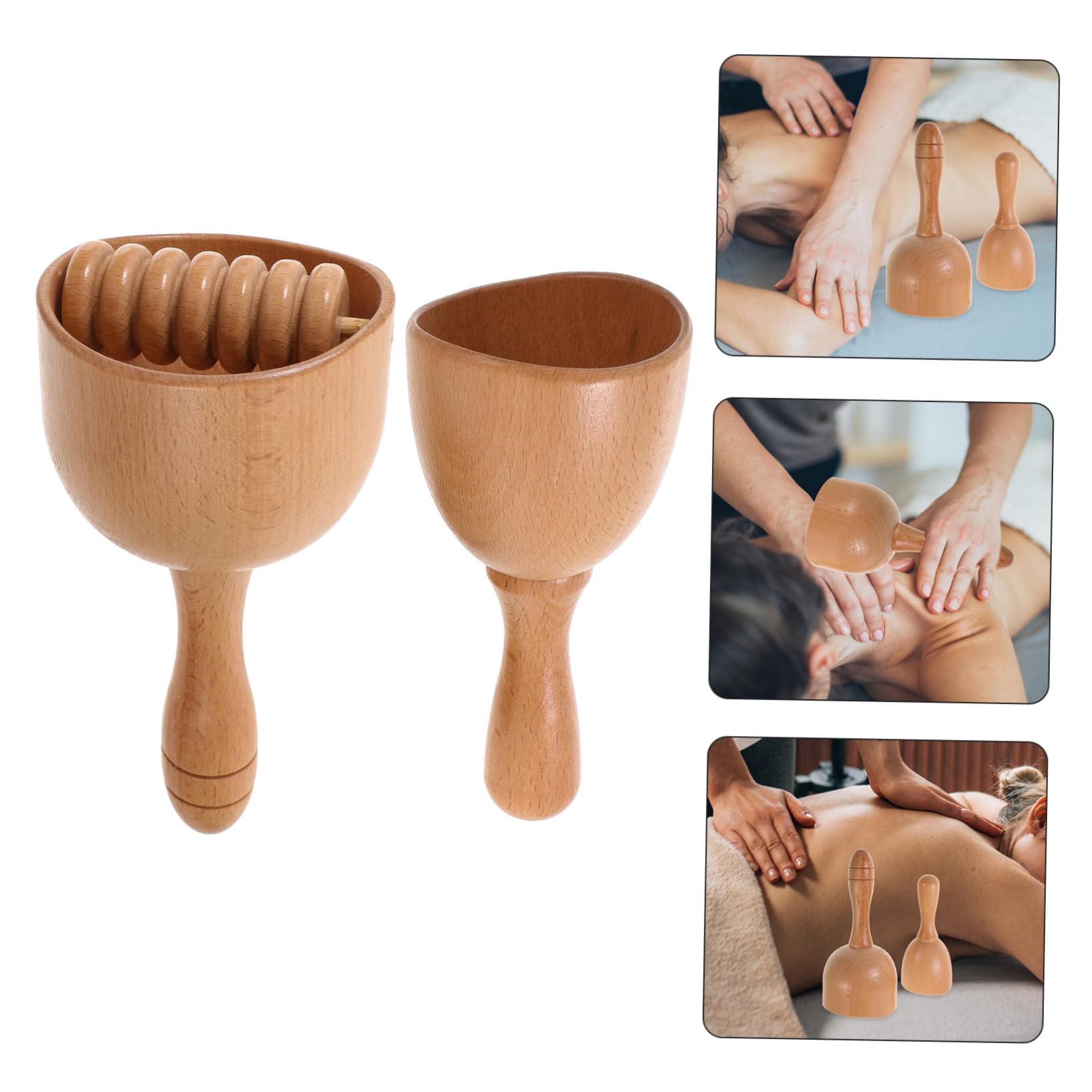 BESTYASH Tazas de Masaje de Madera 2 Piezas Juego Portátil Rodillo Masajeador Muscular Copa de Rodillo para Espalda Alivio Muscular Relajación en Casa Oficina y Viaje
