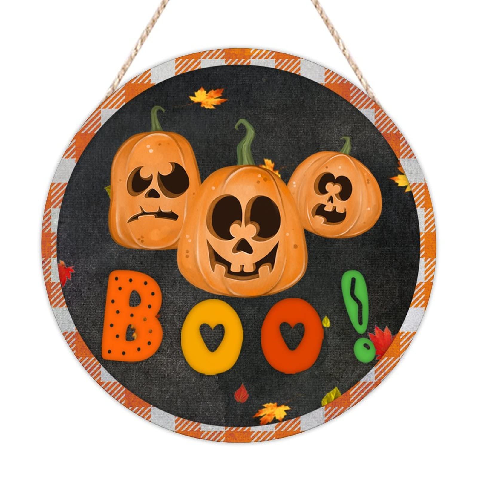 Plaque de bienvenue Halloween en bois noble, décoration murale haut de gamme