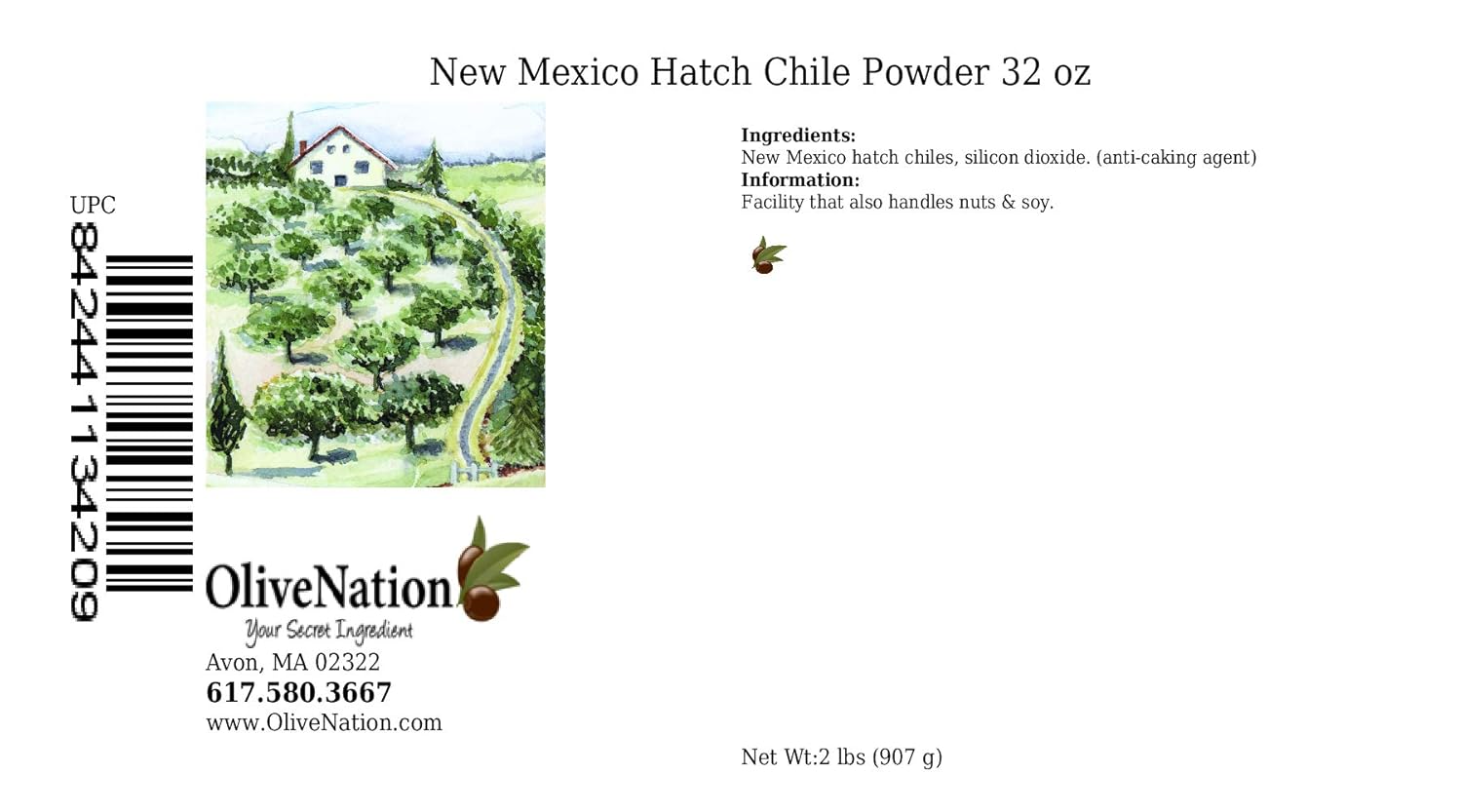 OliveNation New Mexico Hatch Chili Powder, Dried Ground Chili Pepper, Mild Heat, Earthy Flavor - 32 ounces