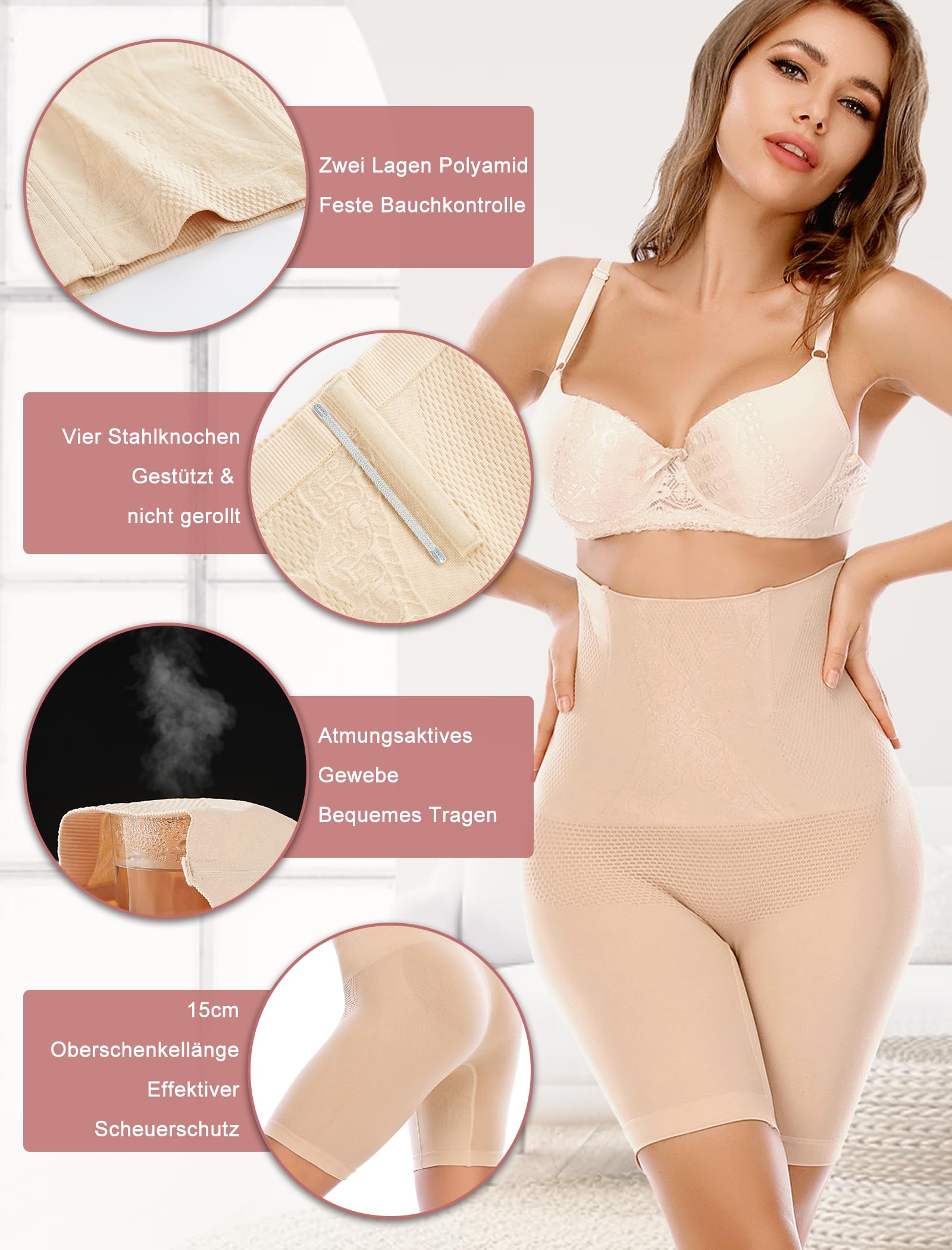 SURE YOU LIKE Damskie spodenki modelujące brzuch wysoki stan trener sylwetka modelująca pośladki bielizna plus size