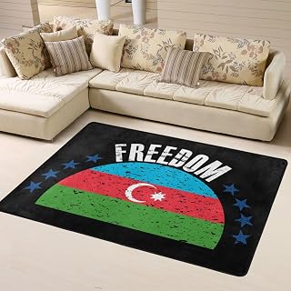 The Azerbaijan Flag and Freedom Area Rug 63x48in Rugs for Living Room Indoor Floor Non-Slip Rug Washable Large Rug Indoor Decorative Carpet Yoga Floor Mat